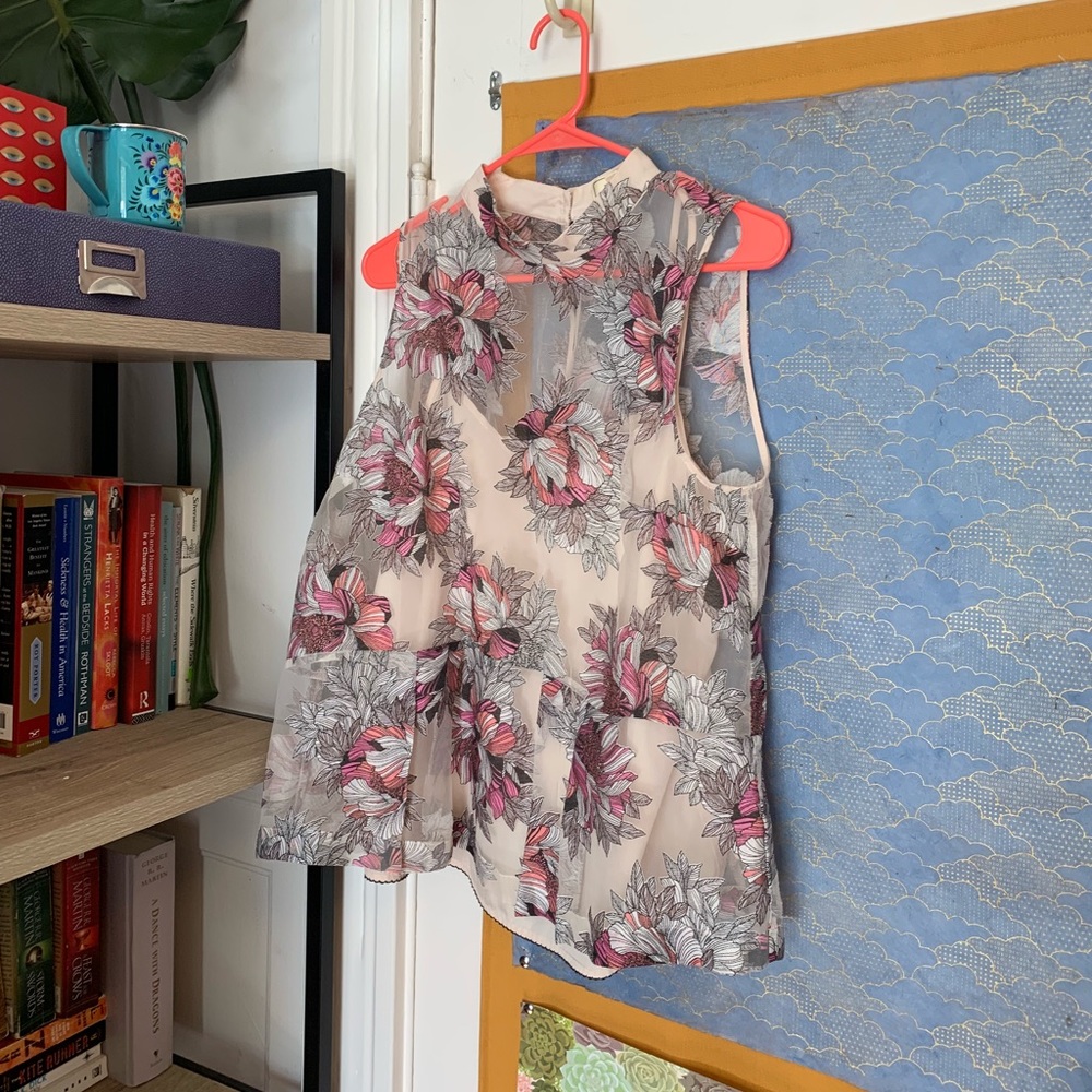 SHEER FLORAL ANTHROPOLOGIE BLOUSE